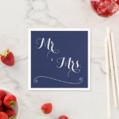 Navy Blue Mr. en Mrs Elegant Wedding Napkins Servet (Insitu)