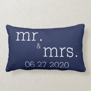 Navy Blue Mr. en Mrs Modern Wedding Kussens