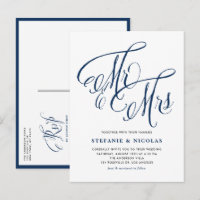 Navy Blue Mr. en Mrs. Rustic Calligraphy Trouwen