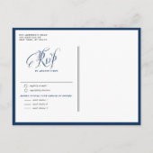 Navy Blue Mr. en Mrs. Rustic Calligraphy Trouwen Uitnodiging Briefkaart (Achterkant)