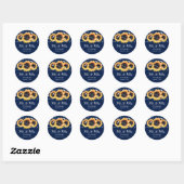 Navy Blue Mr. en Mrs Sunflower Wedding Stickers (Vel)