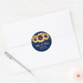 Navy Blue Mr. en Mrs Sunflower Wedding Stickers (Envelop)