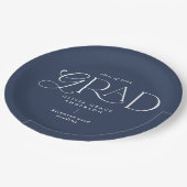 Navy blue multi-foto moderne tijd papieren bordje (Gekanteld)