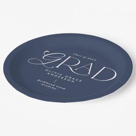 Navy blue multi-foto moderne tijd papieren bordje (Gekanteld)