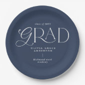 Navy blue multi-foto moderne tijd papieren bordje (Voorkant)