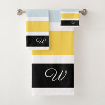 Navy Blue Mustard Yellow Monogram