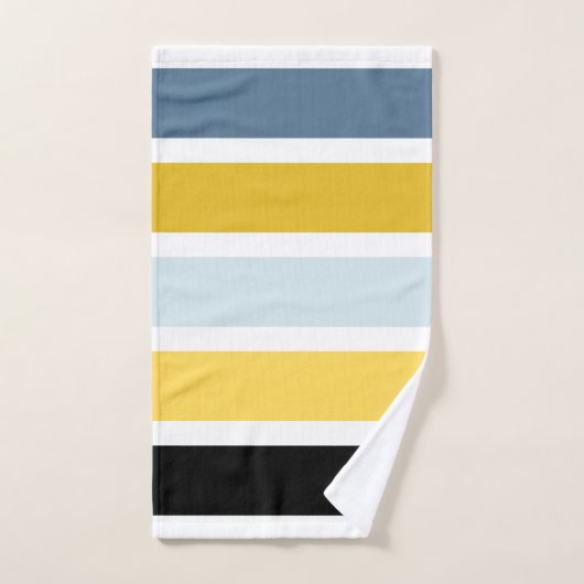 Navy Blue Mustard Yellow Monogram Bad Handdoek (Handdoek)