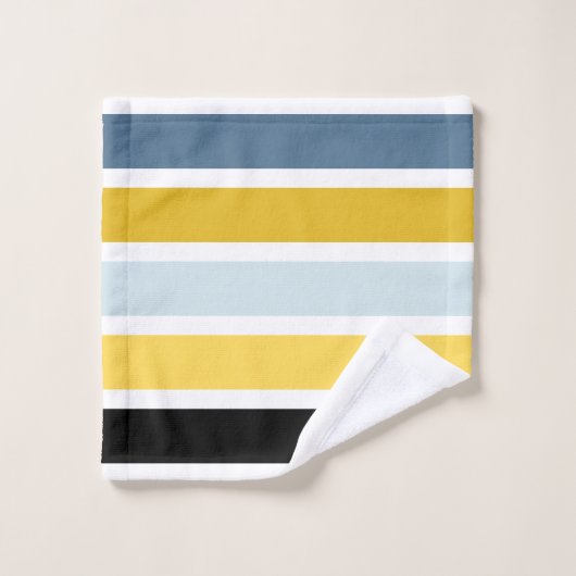 Navy Blue Mustard Yellow Monogram Bad Handdoek (Wasdoekje)