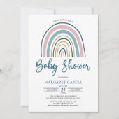 Navy Blue Muted Tones Boho Rainbow Baby shower Kaart (Voorkant)