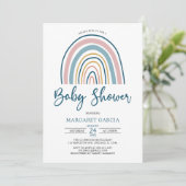 Navy Blue Muted Tones Boho Rainbow Baby shower Kaart (Staand voorkant)