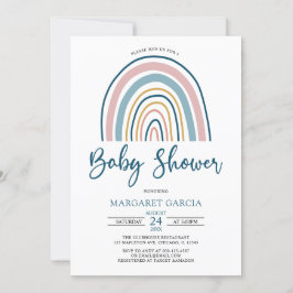 Navy Blue Muted Tones Boho Rainbow Baby shower Kaart