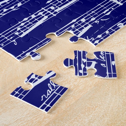 Navy blue muzieknoten legpuzzel (Zijkant)