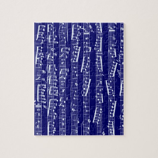 Navy blue muzieknoten legpuzzel (Verticaal)