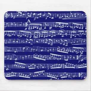 Navy blue muzieknoten muismat