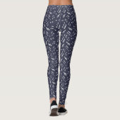 Navy Blue Muzieknoten Patroon Leggings (Achterkant)