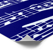 Navy blue muzieknoten poster (Hoek)