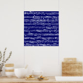 Navy blue muzieknoten poster (Keuken)