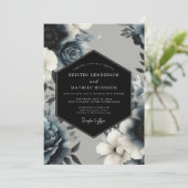 Navy Blue Mystical Winter Wedding Kaart (Staand voorkant)