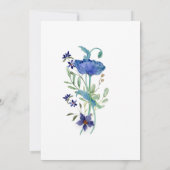 Navy Blue n Gold Waterverf Poppy Floral Wedding Kaart (Achterkant)