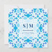 Navy Blue Naadloze bruiloft Kaart (Achterkant)