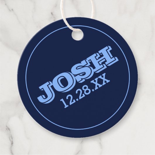 Navy Blue Naam Logo Bedankjes Labels (Voorkant)