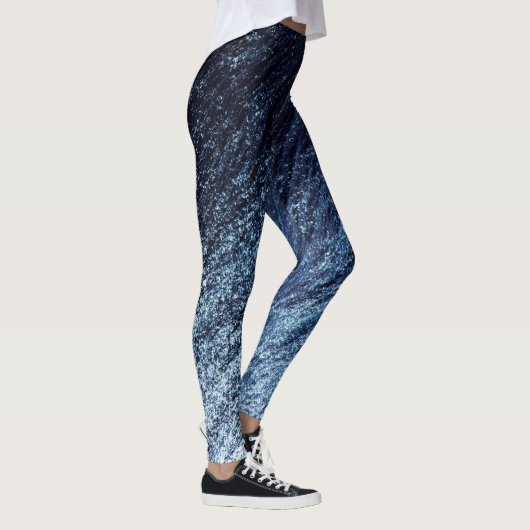 Navy Blue naar Cerulean Ombre Glitter, Water Eleme Leggings (Rechts)