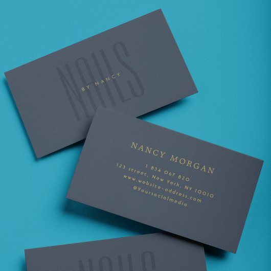 Navy Blue Nails Typografie Minimalistische Nail Te Visitekaartje