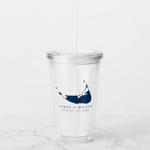 Navy Blue Nantucket Island ACK bruiloft gunst Acryl Drinkbeker