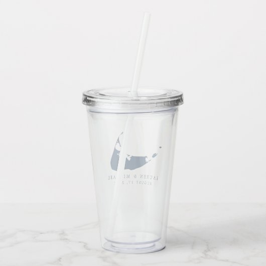 Navy Blue Nantucket Island ACK bruiloft gunst Acryl Drinkbeker (Achterkant)