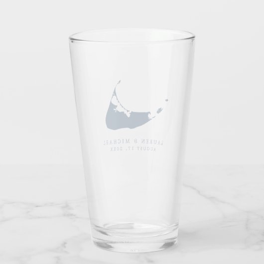 Navy Blue Nantucket Island ACK bruiloft gunst Glas (Achterkant)