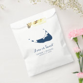 Navy Blue Nantucket Island Kaart Bruiloft Favor Ba Bedankzakje (Gezegeld)
