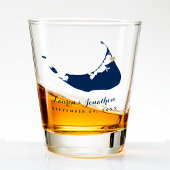 Navy Blue Nantucket Island Kaart Gold Heart Weddin Shot Glas