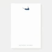 Navy Blue Nantucket Island Kaart Monogram Post-it® Notes (Voorkant)