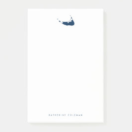 Navy Blue Nantucket Island Kaart Monogram Post-it® Notes
