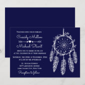 Navy Blue Native American Dream Catcher Wedding Kaart (Voorkant / Achterkant)