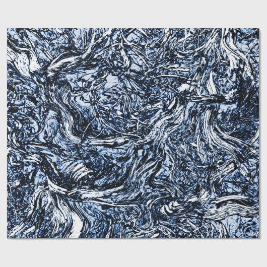 Navy Blue Natuur Abstract patroon Cadeaupapier (Vlak)