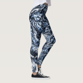 Navy Blue Natuur Abstract patroon Leggings (Rechts)
