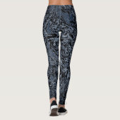 Navy Blue Natuur Abstract patroon Leggings (Achterkant)