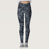 Navy Blue Natuur Abstract patroon Leggings (Voorkant)