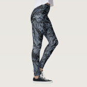Navy Blue Natuur Abstract patroon Leggings (Rechts)