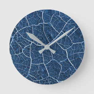 Navy Blue Natuur Abstract patroon Ronde Klok