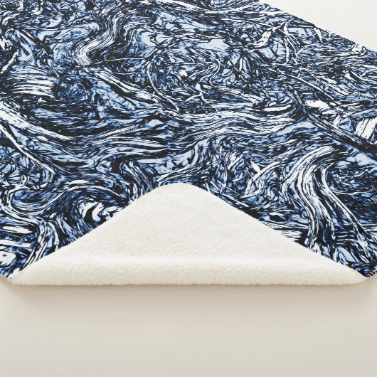 Navy Blue Natuur Abstract patroon Sherpa Deken (3/4)