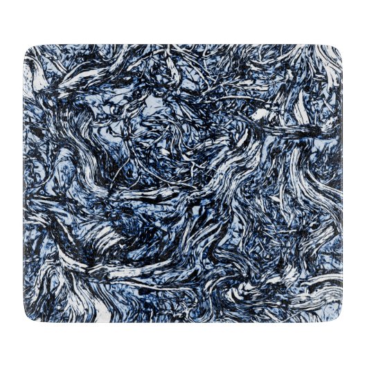 Navy Blue Natuur Abstract patroon Snijplank (Voorkant)
