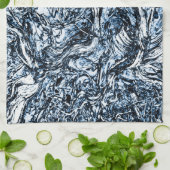 Navy Blue Natuur Abstract patroon Theedoek (Gevouwen)