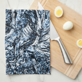 Navy Blue Natuur Abstract patroon Theedoek (Quarter Fold)