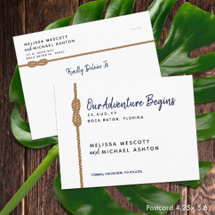 Navy Blue Nautical Adventure begint met het opslaa Aankondigingskaart