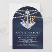 Navy Blue Nautical Anchor Arch Baby shower Kaart (Voorkant)