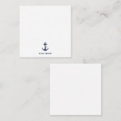 Navy Blue Nautical Anchor Boat Name Custom Notitiekaartje (Voorkant / Achterkant)
