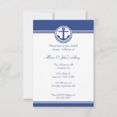 Navy Blue Nautical Anchor Bridal Shower Kaart (Voorkant)
