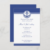 Navy Blue Nautical Anchor Bridal Shower Kaart (Voorkant / Achterkant)